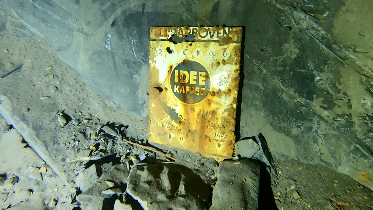 Impressionen Bergwerktauchen altes Werbeschild Idee Kaffee